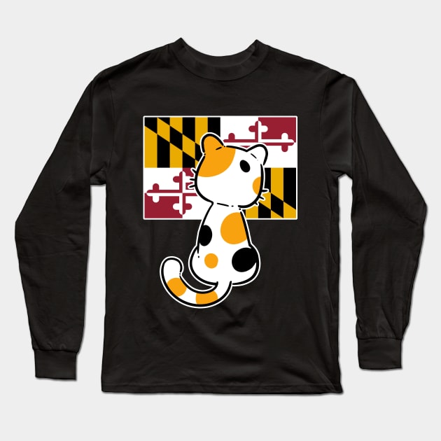 Maryland State Cat Long Sleeve T-Shirt by Onefacecat